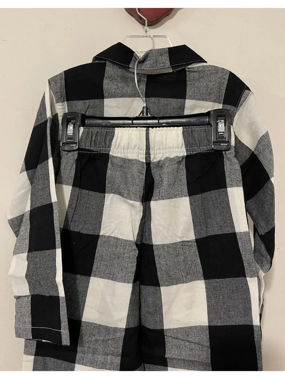 Old Navy Girls Small 6/7 White Plaid Warm Pajama Shirt & Pull-On Pant Set NWT!A9